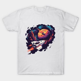 A spaceship traveling T-Shirt